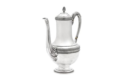 Lot 415 - A late 19th / early 20th century French 950 standard silver coffee pot, Paris circa 1900 by Claude Doubt Roussel (reg. 1895)