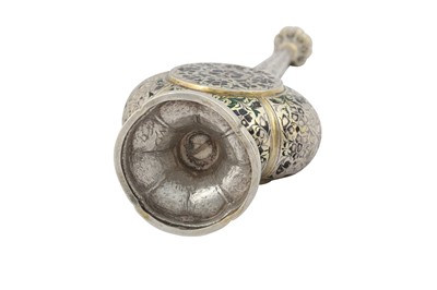 Lot 461 - A SILVER-GILT AND ENAMELLED ROSEWATER SPRINKLER (GULAB PASH)