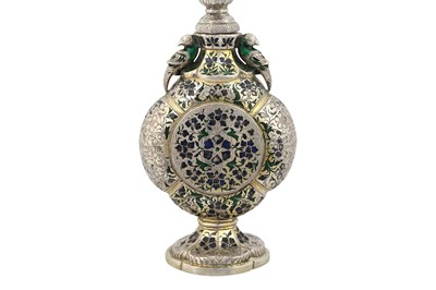 Lot 461 - A SILVER-GILT AND ENAMELLED ROSEWATER SPRINKLER (GULAB PASH)