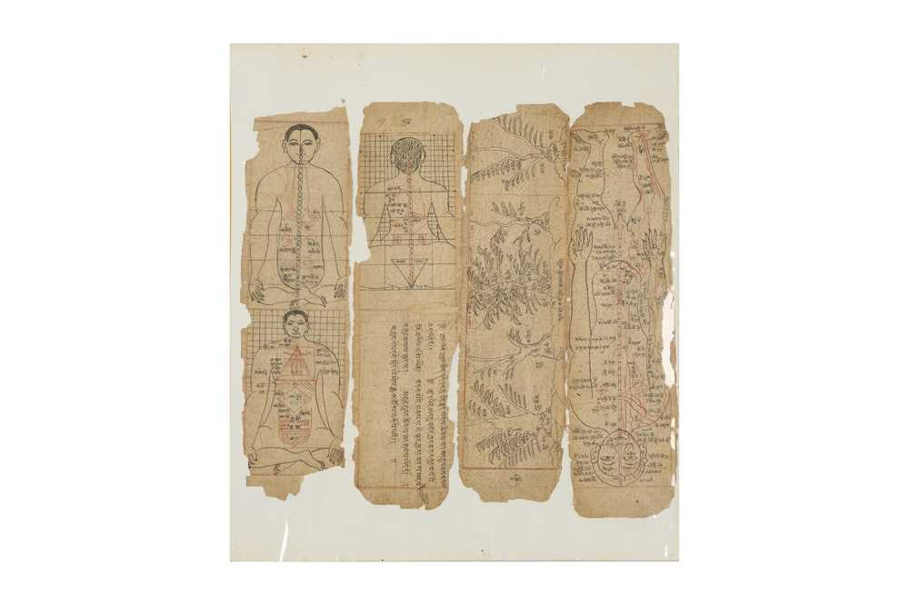Lot 251 - FOUR PAGES FROM A MONGOLIAN MEDICINE TREATISE.