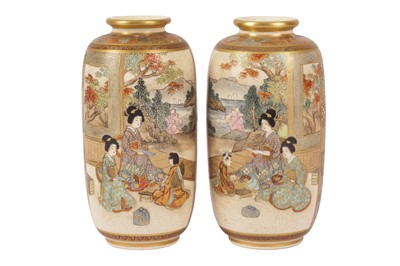 Lot 308 - A PAIR OF JAPANESE SATSUMA VASES, LATE 19TH/EARLY 20TH CENTURY