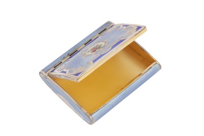Lot 112 - An early 20th century Austrian 900 standard silver gilt and guilloche enamel cigarette case, Vienna circa 1920 by Hillebrand and Co (active circa 1918-21)