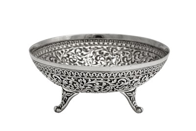 Lot 176 - A late 19th century Anglo – Indian silver nuts dish, Cutch, Bhuj circa 1890 by Oomersi Mawji (active 1860-90)