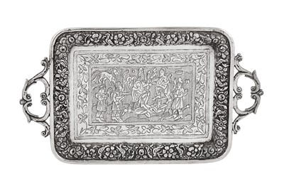 Lot 288 - An early 20th century Iranian (Persian) unmarked silver small tray, Shiraz circa 1910