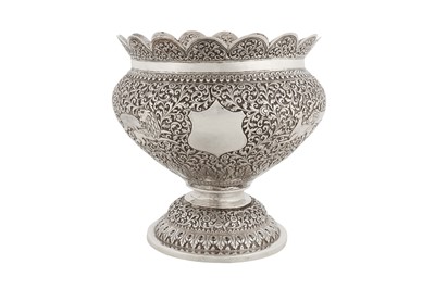 Lot 140 - A large late 19th century Anglo – Indian unmarked silver bowl or jardinière, Cutch circa 1890