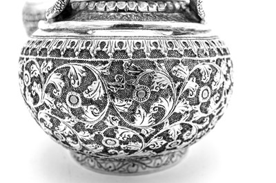 Lot 141 - A late 19th century Anglo – Indian unmarked silver sugar bowl and milk jug, Kashmir circa 1890
