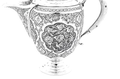 Lot 311 - A mid-20th century Iranian (Persian) silver four-piece tea and coffee service, Isfahan circa 1950 mark of Kazeem