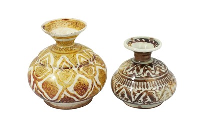 Lot 106 - TWO SAFAVID COPPER LUSTRE-PAINTED POTTERY BOTTLES