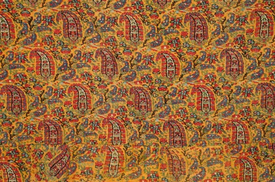 Lot 151 - A PANEL OF JAMUVAR SHAWL CLOTH AND TWO TERMEH PANELS