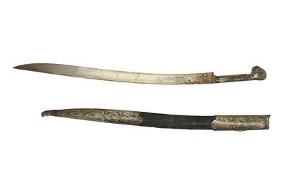 Lot 422 - A BALKAN YATAGHAN SWORD WITH SCABBARD