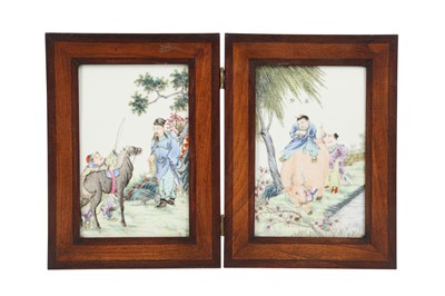Lot 435 - TWO CHINESE FAMILLE ROSE PLAQUES.