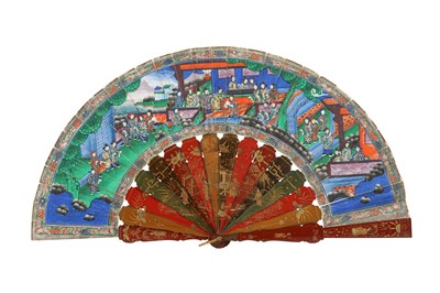 Lot 848 - λ A CHINESE CANTON PAPER FAN.
