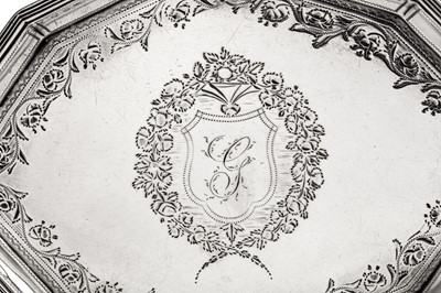Lot 669 - A George III sterling silver teapot on stand, London 1795 by Peter and Ann Bateman, overstruck by George Gray