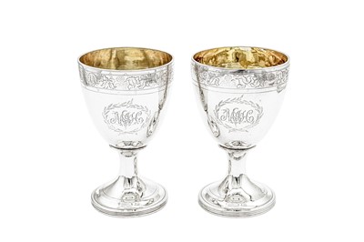 Lot 648 - A pair of George III provincial sterling silver goblets, Newcastle 1818 by Christian Ker Reid