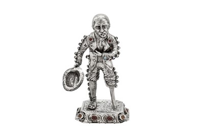 Lot 438 - A late 19th / early 20th century German 930 standard silver figure, Bad Kissingen by Simon Rosenau, import marks for London 1900 by John George Smith