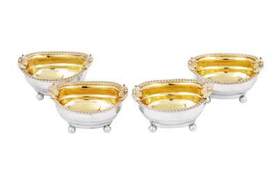 Lot 634 - A set of four George III sterling silver salts, London 1810 by Thomas Wallis II and Jonathan Hayne