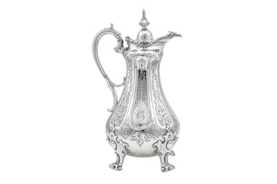 Lot 601 - An unusual Victorian sterling silver wine ewer or claret jug, London 1851 by Joseph Angell II