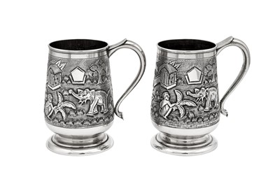 Lot 153 - A pair of mid-20th century Anglo-Indian silver pint mugs, Bombay circa 1940