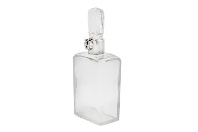 Lot 572 - A George V sterling silver mounted lockable decanter, Birmingham 1923 by Hukin and Heath