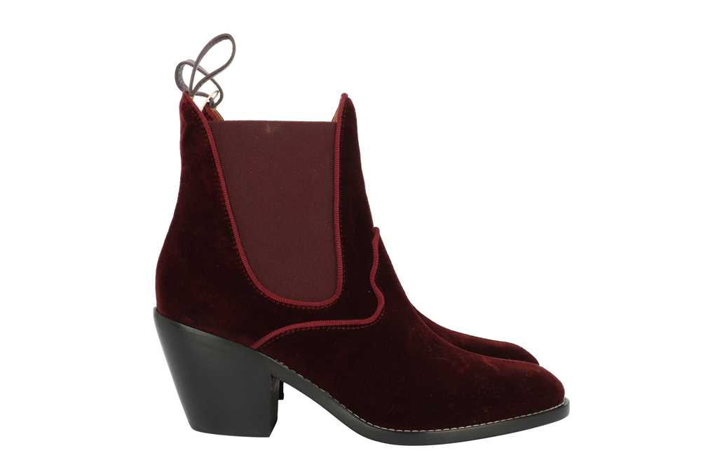 Lot 68 - Chloe Merlot  Western Ankle Boot - Size 38.5