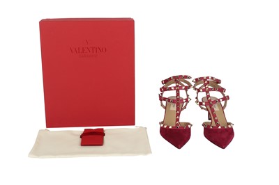 Lot 6 - Valentino Magenta Rockstud Caged Heeled Pump - Size 38