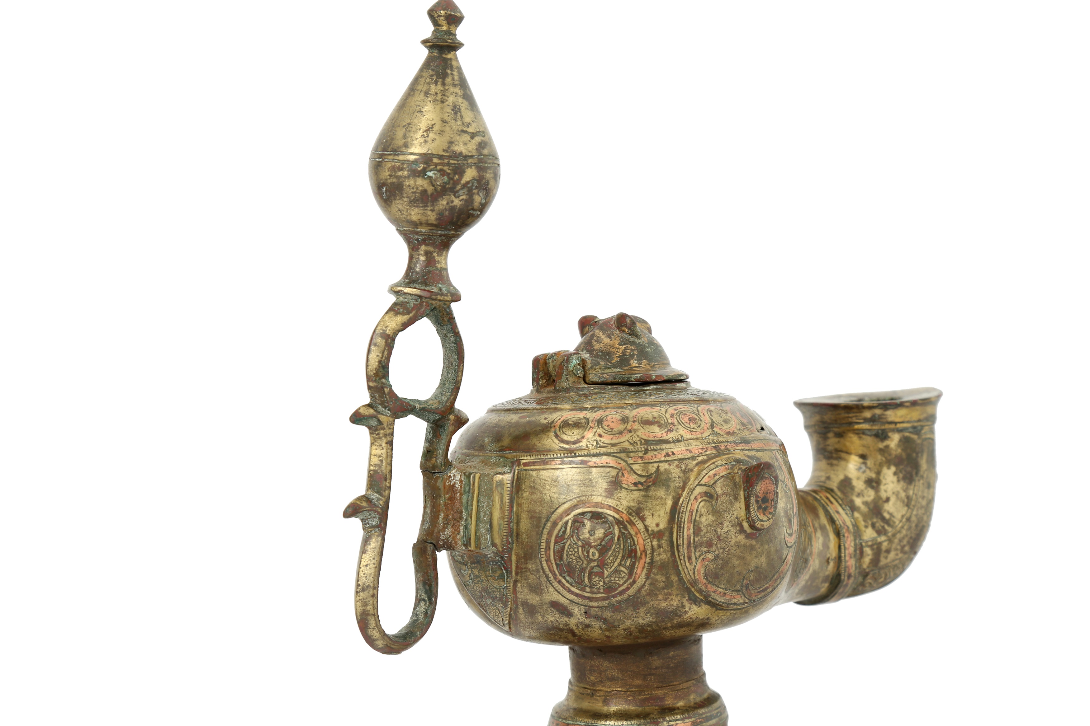 Lot 102 A KHORASANREVIVAL COPPERINLAID BRASS OIL