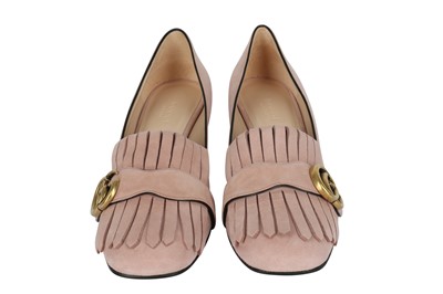 Lot 18 - Gucci Pink Marmont Block Heel Loafer - Size 38