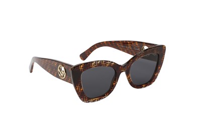 Lot 219 - Fendi Brown F Is Fendi Logo Sunglasses