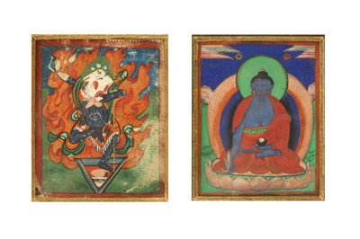 Lot 381 - TWO BUDDHIST DEVOTIONAL PAINTED ICONS