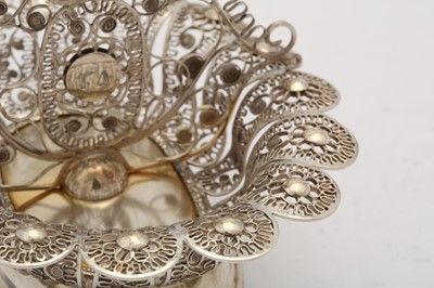 Lot 375 - A mid-19th century Greek silver filigree basket, Athens circa 1850 marked KANAS