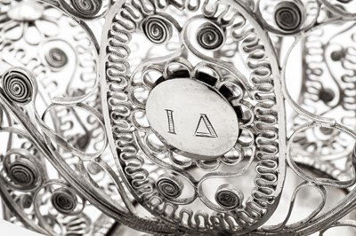 Lot 375 - A mid-19th century Greek silver filigree basket, Athens circa 1850 marked KANAS