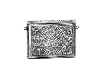 Lot 146 - A late 19th century Armenian unmarked silver and niello Quran box / case (Ta'wiz/Muska), Van circa 1880