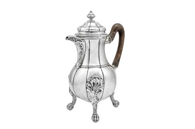 Lot 426 - A large and rare mid-18th century Flemish (Belgian) silver coffee or chocolate pot, Ghent 1747-48 by Jacobus van de Vyvere