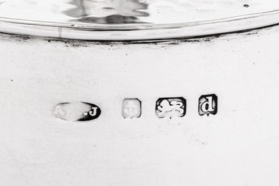 Lot 509 - An Edwardian ‘Arts and Crafts’ sterling silver tea caddy, Birmingham 1903 by Albert Edward Jones