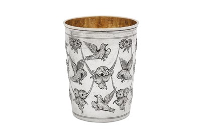Lot 390 - An Alexander I early 19th century Russian 84 zolotnik beaker, Moscow circa 1805 by E.Д (Unidentified, Postnikova 2435)