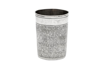 Lot 451 - An early 17th century German parcel gilt silver ‘snakeskin’ beaker, Augsburg circa 1615 by Balthasar Grill (1568-1617, master 1615)