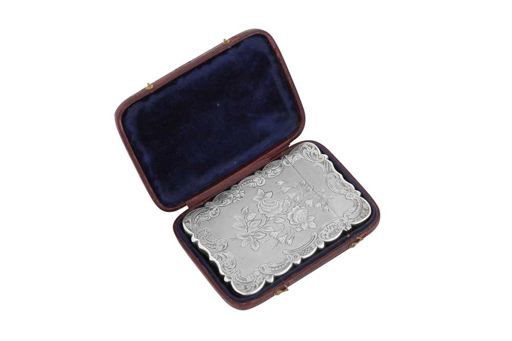Lot 52 - A cased Victorian sterling silver card case, Birmingham 1851 by Thomas Dones