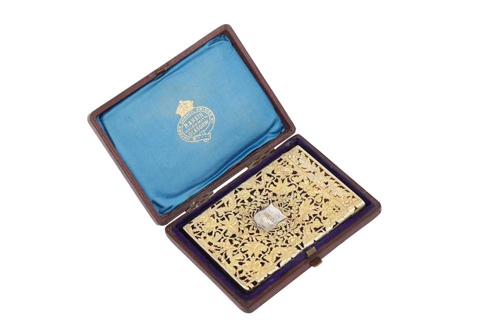 Lot 50 - A cased early Victorian sterling silver gilt card case, Birmingham 1838 by Taylor and Perry