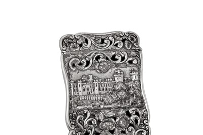 Lot 48 - A William IV sterling silver ‘castle top’ card case, Birmingham 1844 by Nathaniel Mills