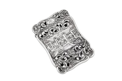 Lot 48 - A William IV sterling silver ‘castle top’ card case, Birmingham 1844 by Nathaniel Mills