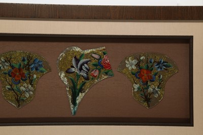 Lot 196 - ELEVEN FRAGMENTS AND ARCHITECTURAL PANELS OF REVERSE GLASS PAINTINGS