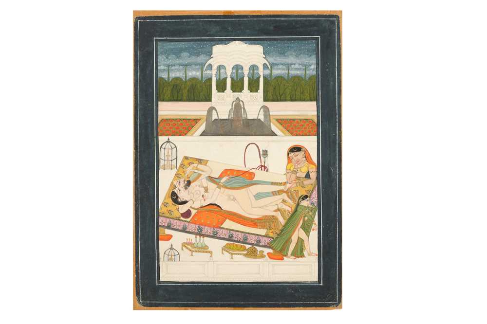 Lot 385 - AN EROTIC SCENE: TWO LOVERS RESTING AND ADMIRING THE STARRY SKY