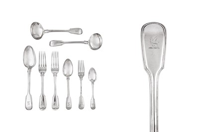 Lot 478 - A Victorian sterling silver table service of flatware / canteen, the majority London 1838/43 by William Eaton, most overstruck by Benjamin Smith