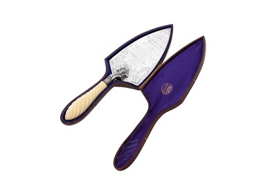 Lot 126 - A cased Victorian sterling silver and ivory presentation trowel, London 1871 by Henry Wilkinson & Co