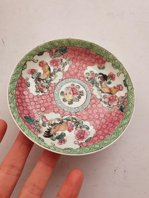 Lot 117 - A CHINESE FAMILLE ROSE TEA BOWL AND SAUCER.