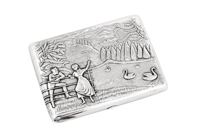 Lot 381 - A Nicholas II early 20th century Russian 84 zolotnik silver cigarette case, Moscow 1908-26 by ГE (untraced)