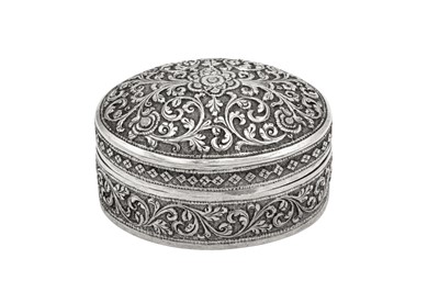 Lot 173 - A late 19th century Anglo – Indian unmarked silver table snuff box, Cutch circa 1880