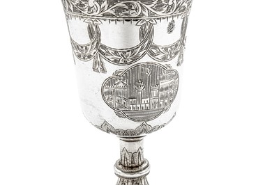 Lot 279 - A rare set of six mid-19th century Armenian parcel gilt silver goblets, Van circa 1870