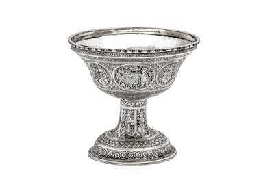 Lot 321 - A rare late 19th century Iranian (Persian) unmarked silver footed bowl, Isfahan circa 1890