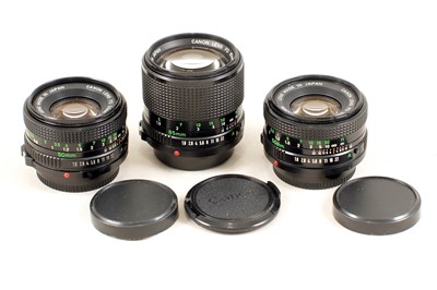 Lot 191 - Canon 85mm f1.8 & 2 50mm FD Lenses.